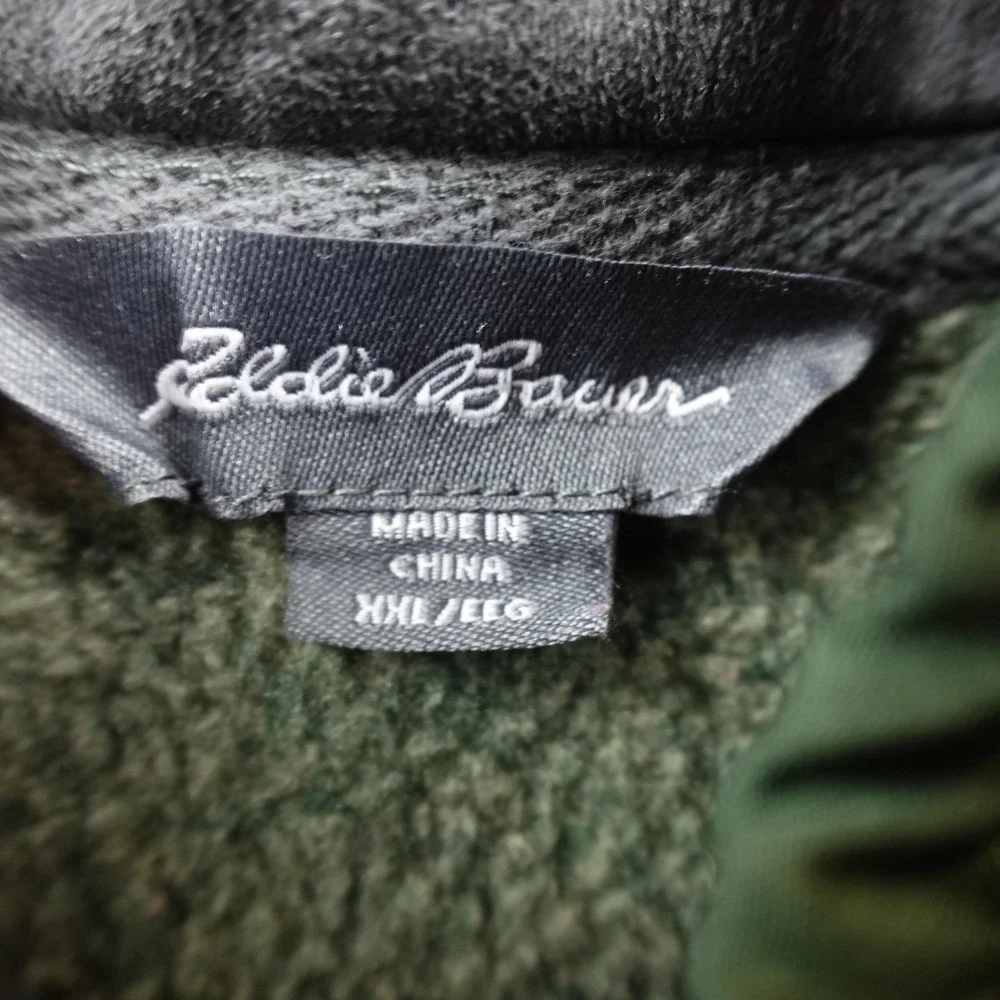 Eddie Bauer Sweater Mens 2XL Green Fleece‎ 1/4 Zip Mock Neck Pullover Outdoor